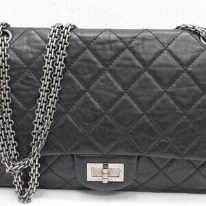 CHANEL Aged Calfskin Quilted 2.55 Reissue Flap Black